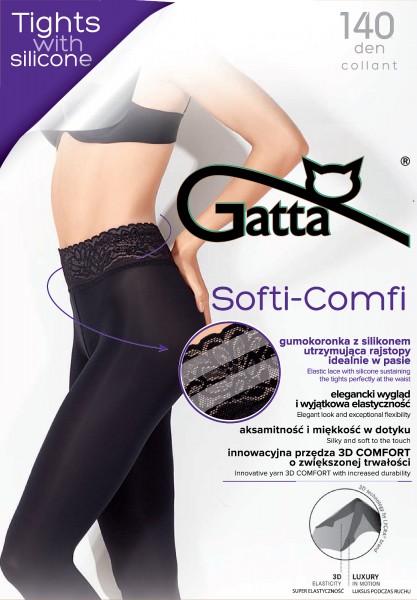 Gatta Softi-Comfi 140 - Opaque tights with elegant lace finish at the top