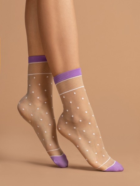 Fiore - 15 denier trendy polka dot ankle socks with diamond pattern