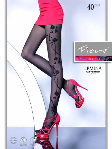 Fiore - Elegant flower pattern tights Ermina 40 DEN