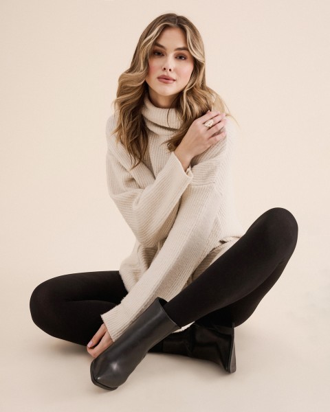 Gabriella - Opaque fleecy winter tights Arctic, 500 denier