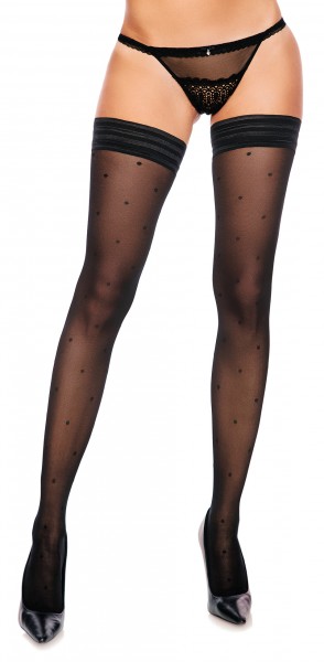Glamory - Polka dot pattern plus size hold ups
