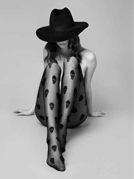 Fiore - Panty transparente de Halloween con motivo de calavera
