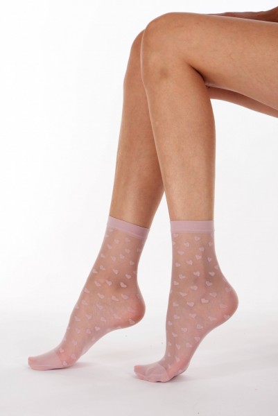 Pretty Polly Sheer Heart Anklet - Socquettes transparentes con un diseño de corazones