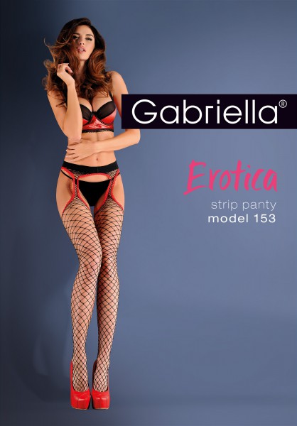 Gabriella Strip Panty - Sensuous fishnet suspender tights