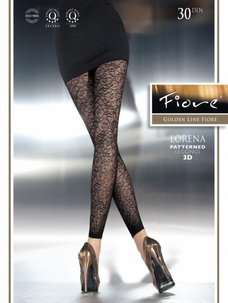 Fiore - Elegant floral patterned leggings Lorena 30 DEN