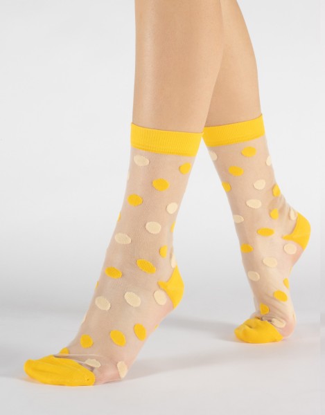 Cette - Calcetines transparentes de nailon con estampado de lunares