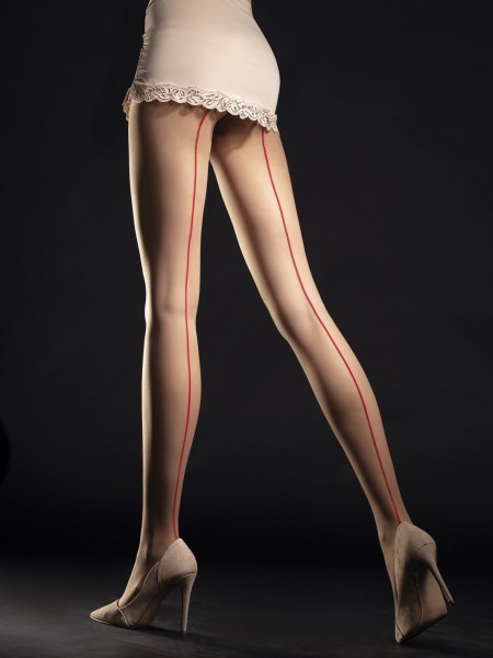 Fiore - Gorgeous tights with red back seam