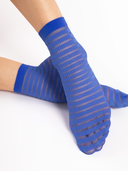 Fiore - Calcetines tobilleros semitransparentes con rayas horizontales