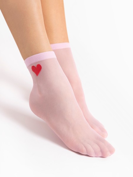 Fiore - Calcetines tobilleros transparentes estampado de corazones